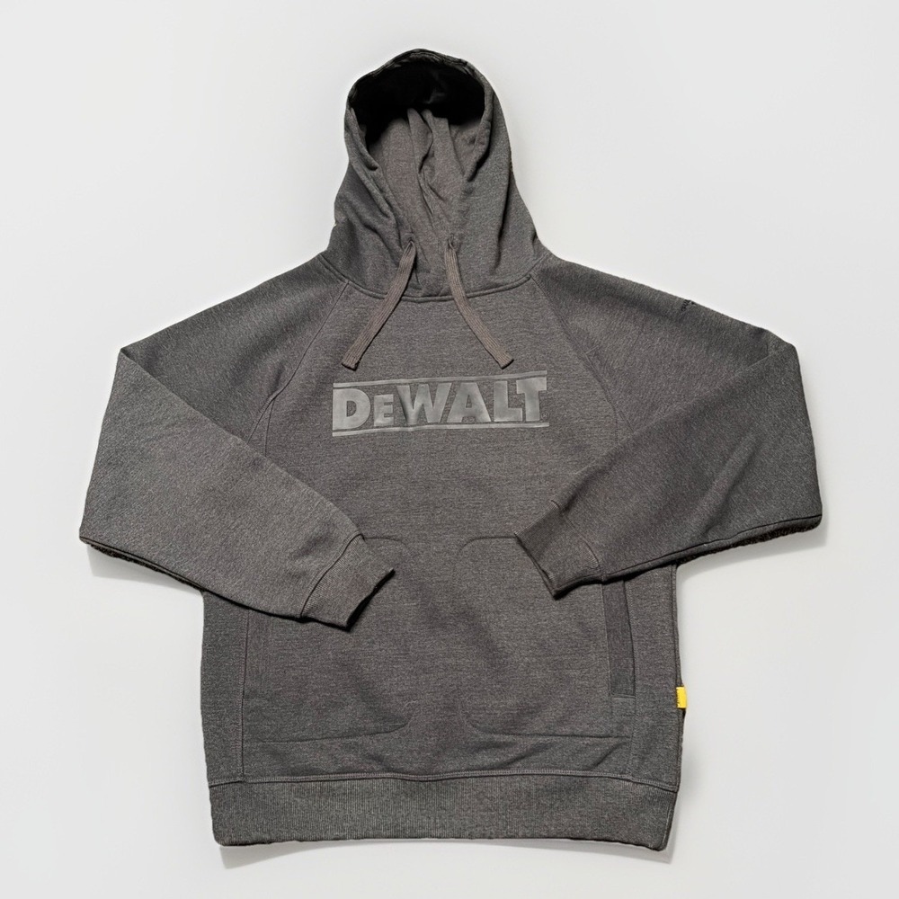 Dewalt Hoodie Mens Large Dark‎ Charcoal Grey Heavy Duty Thick Drawstrings
